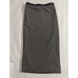 Sans Souci Womens Skirt Black White Polka Dot Knit Long Pencil Stretch S